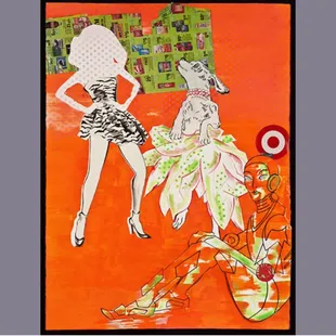 Strange Trio by the artist Karen Moss. It's in the dining room on the right.