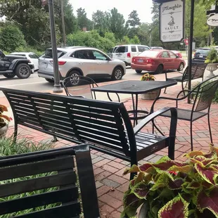 Outdoor seating is available and there's plenty of shade!