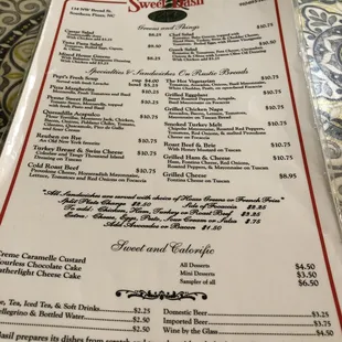 The menu