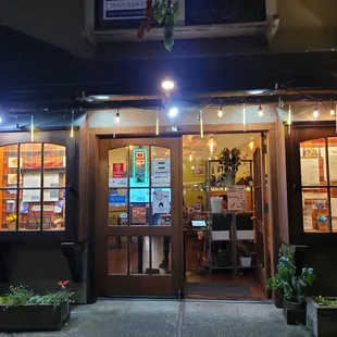 outside of restaurant at night