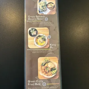 Chefs special menu