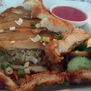 Crispy Chicken over Fried rice