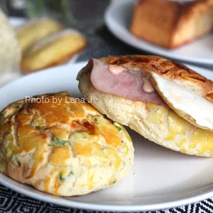 Scallion &amp; Pork Floss Bolo Bun ($3.50) and Egg &amp; Ham Bolo Bun ($3.75) - both much sweeter than expected. Just OK