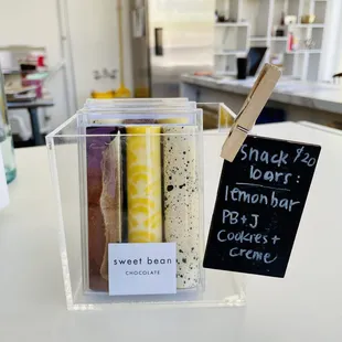 a variety of sweet beans in a clear container