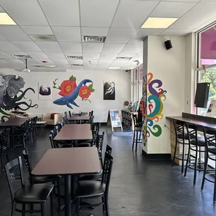 the interior of a cafe