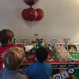 Dessert table with kids excited