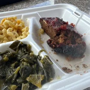Bert meatloaf, greens, and macaroni and cheese Meatloaf (Tuesday Only) Meatloaf (Tuesday Only)