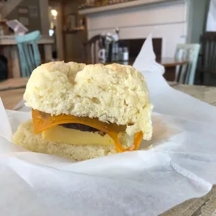 Egg, cheese, and sausage.