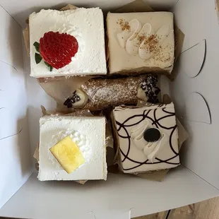Variety of cake slices
