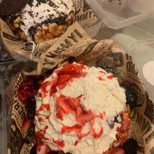 two desserts on a table