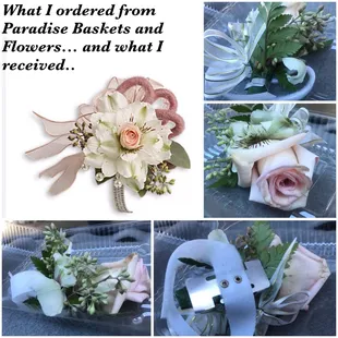 The horror story of a corsage I got from Paradise Baskets and Flowers. (DO NOT ORDER FROM THEM!!!)