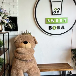 The teddy bear at the entrance