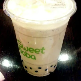 small chocolate milk tea with boba