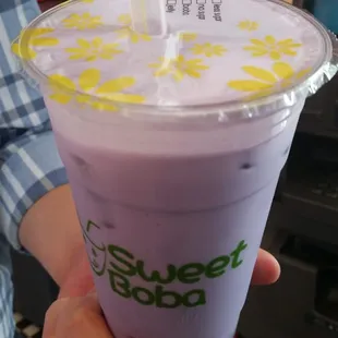 Taro milk tea with mini boba....it was really powdery-would not recommend