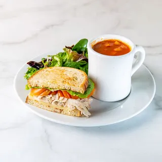 1/2 Sandwich with a Cup of Soup and Mixed Greens Salad Lunch