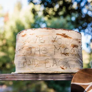 a cake with writing on it