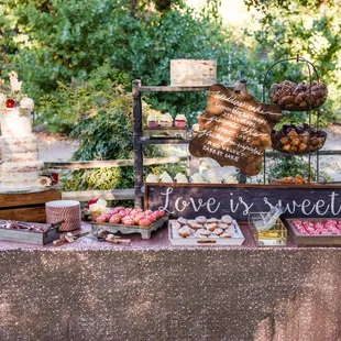 a dessert table at a wedding reception