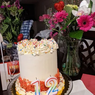 6" Rainbow colored vanilla cake