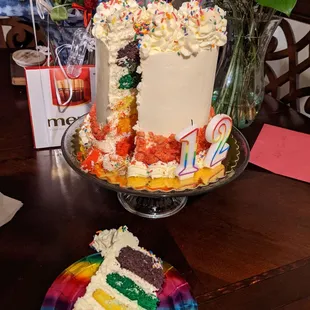 6" Rainbow colored vanilla cake