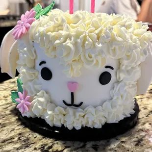 Strawberry buttercream lamb cake!