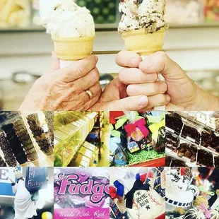 two people holding ice cream cones