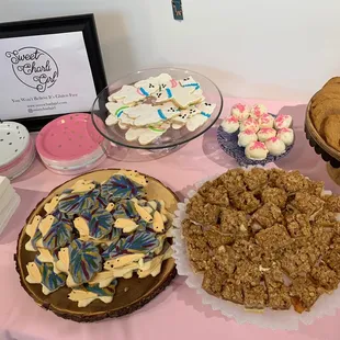 Llama sugar cookies, hedgehog sugar cookies, lemon cake balls and apple pie bars at the Eli Halpin Gallery opening.