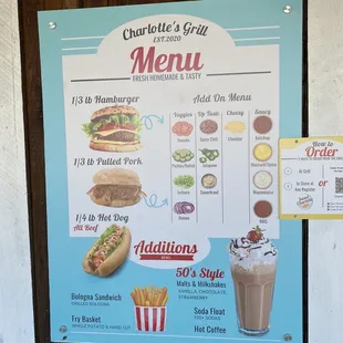 a menu for a fast food restaurant