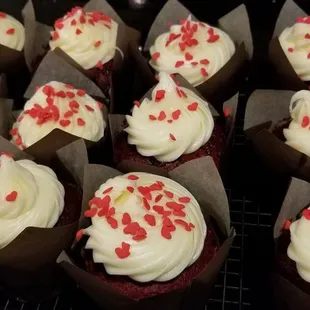 Freshly Baked Red Velvet Cupcakes with Creamy Frosting