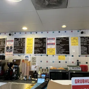 menus on the wall