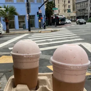 strawberry watermelon freeze/ peach cantaloupe freeze