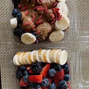 broadway berry bowl with almond butter and broadway berry with added bananas!