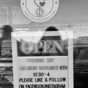 a sign in a store window