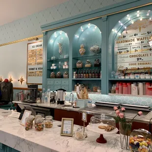 a display of sweets and pastries