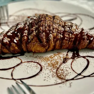 Chocolate Drizzled Croissant