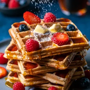 waffles, food