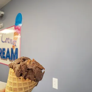 a cone of ice cream