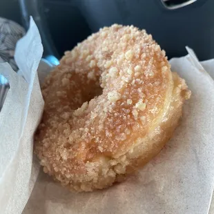 a close up of a doughnut