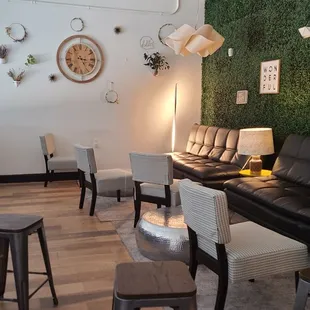 The upstairs seating area