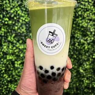 Uji matcha red bean latte