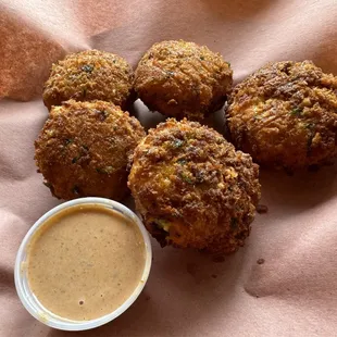 Fried crawfish and mac n cheese balls