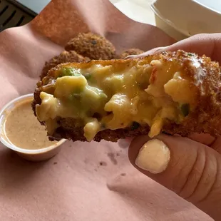 Fried crawfish and mac n cheese balls