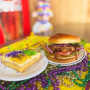 King Cake Ooey Gooey &amp; Fried Chicken Sandwich