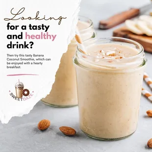 Looking for a tasty and healthy drink? Then try this tasty Banana Coconut Smoothie, which can be enjoyed with a hearty breakfast.