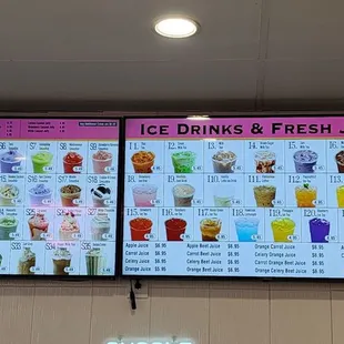 Cold drinks menu