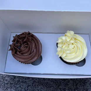 Paris (chocolate) and Positano (lemon) gluten free cupcakes