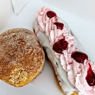 Pumpkin Filled and Raspberry Whipped Cream Donuts