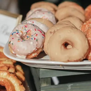 a variety of doughnuts on display