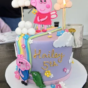 Customized birthday cake. Chocolate cake with mixed berry butter cream filling.