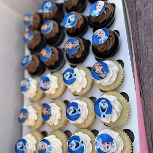 Frozen chocolate and vanilla mini cupcakes