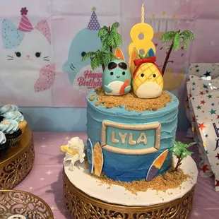 Hawaiian themed squishmellows cake